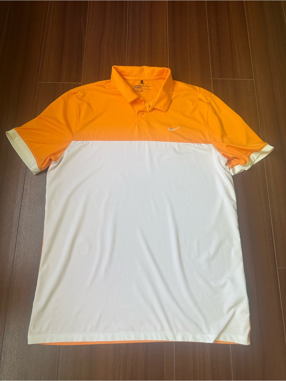 Nike Orange and White Colorblock Golf Polo